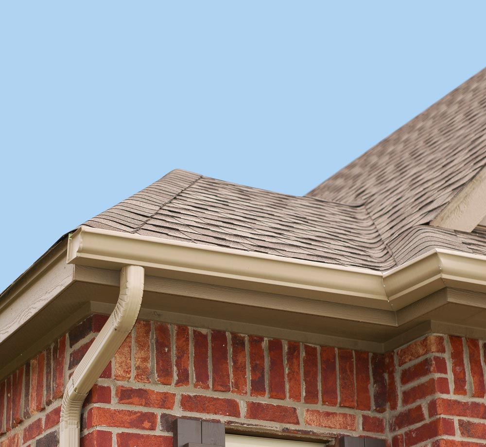 A close up of the gutter on a house